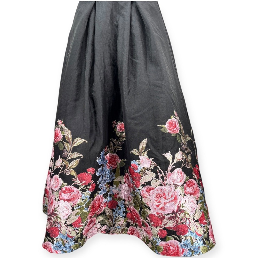 NEW Mac Duggal Black Strapless Floral Brocade Ballgown $798 -‎ Size 4 - Picture 9 of 14